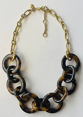 J Crew Tortoise W/ Matte Gold Elegant Chunky Collar Necklace 18” • $20.91