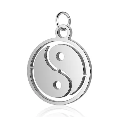 5 Yin Yang Silver Stainless Steel Charms Pendants Jewellery Making 12x14mm F047 • £4.95