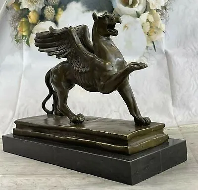 Signed Roche Griffin Bronze Marble Sculpture Statue Art Deco Mythical Figurine • $239.40