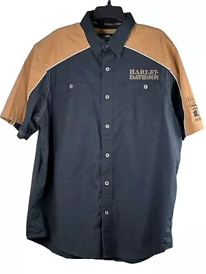 Harley-Davidson Mechanic Shirt Button Down Short Sleeve Biker Embroidered Men XL • $37.81