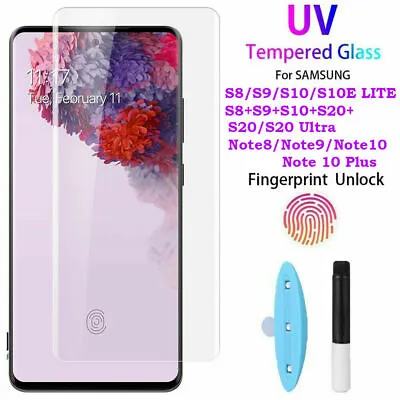 Galaxy Screen Protector For SamsungS20 S10 S9 Note UV Liquid Glue Tempered Glass • £5.45