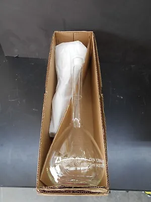 KIMBLE BOMEX GLASS 500mL FLAT BOTTOM LONG NECK FLASK W/ #19/17 STOPPER BOX OF 2 • $29.99