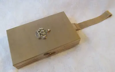 Vintage Carryall Wristlet Purse Jewelled Crown~Gold Metal Cigarette Case Compact • $89.99