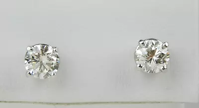 14 Kt White Gold Pair Of ≈5.35 Mm Diamond Stud Pierced Prong Earrings B4983 • $1271