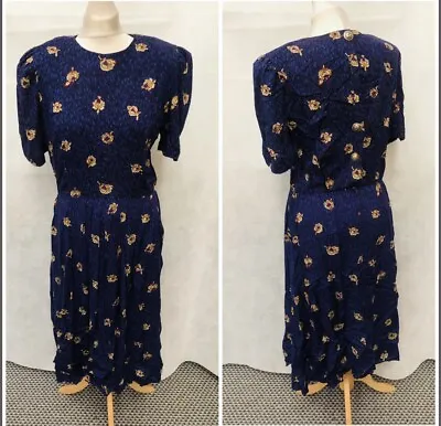 £7.95 • Buy Vintage Jessica Howard Floral Print Half Sleeve Midi Dress Size 12 (T609)