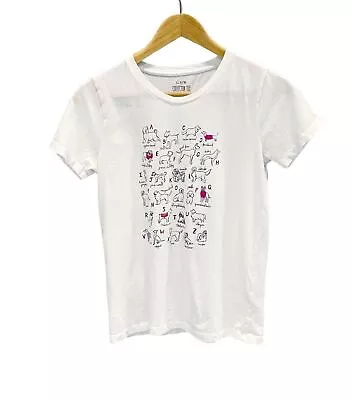 J. Crew Collector Tee A-Z Dog Breeds White Short Sleeve Tee Shirt Size Small • $17