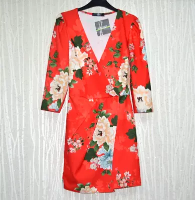 Nwt £59 Missguided Size 6 Red Floral Wedding Guest Cruise Holiday Races Dress • £8.22