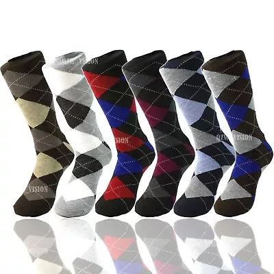 6 Pairs Mens Dress Funky Fashion Colorful Socks Causal Wedding Groovy 10-13 • $11.99