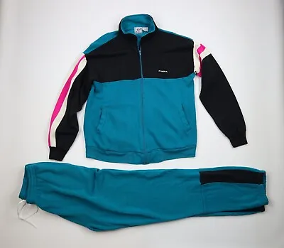 Vintage 90s Streetwear Mens Large 2 Piece Color Block Warm Up Track Suit Joggers • $76.46