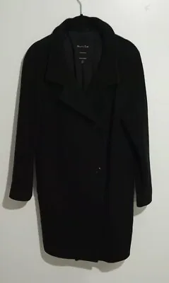 Massimo Dutti Black Wool Coat EU 36 UK 8 • £33.57