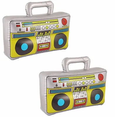 2 X 37cm Inflatable Boom Box Ghetto Blaster 70s 80s Disco Birthday Party Decor • £3.78