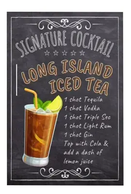 Metal Signs Cocktail Long Island Iced Tea Vintage Retro Pub Man Cave Garage Shed • £5.60