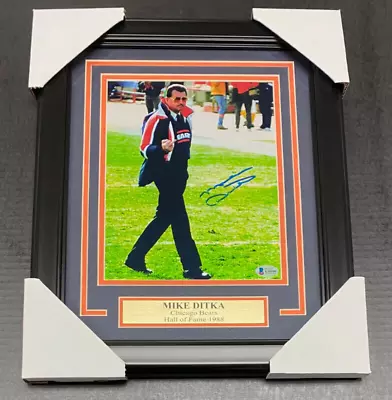 MIKE DITKA FINGER CHICAGO BEARS AUTOGRAPHED SIGNED 8x10 FRAMED PHOTO BAS COA • $139.95