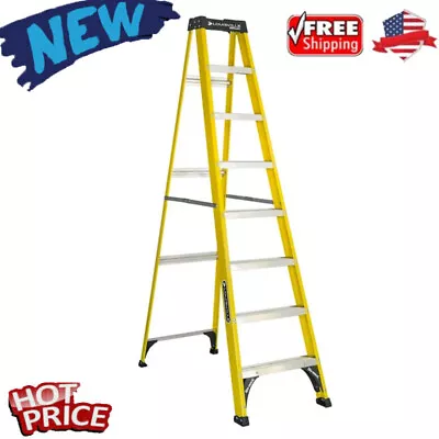 8ft Fiberglass Step Ladder 12' Reach 250 Lbs Workshop Home Ladders Stepladder US • $162