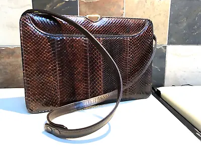 Ackery Vintage Clutch Snakeskin Leather Hand Adjust Shoulder Bag + Mirror Comb • £133