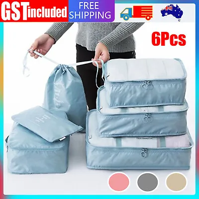 $16.59 • Buy 6PCS Packing Cubes Travel Pouches Luggage Organiser Suitcase Clothes Storage Bag