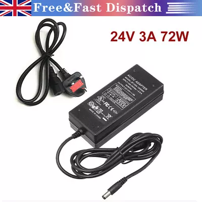 24V 3A 72W AC DC Switching Power Supply Adapter Charger UK Plug Desktop CCTV PSU • £11.52