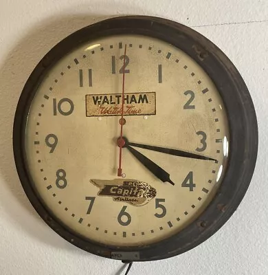 1940’s-50’s Telechrom Commercial 14” Wall Clock - Waltham PCA Capital Airlines • $279.99
