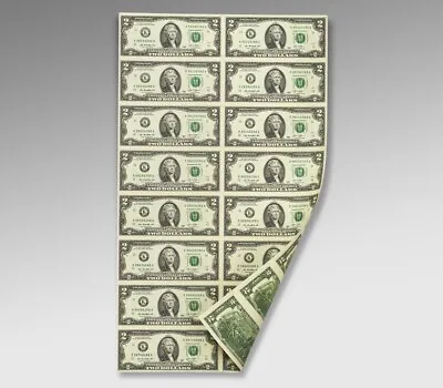 2013 $2 Dollar Bill Uncut Sheet Of 16 - Sealed Tube • $98.76