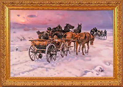 Painting Oil On Canvas Vasiliy Zadorojny  Returning Home  Russian Vintage! • $1899