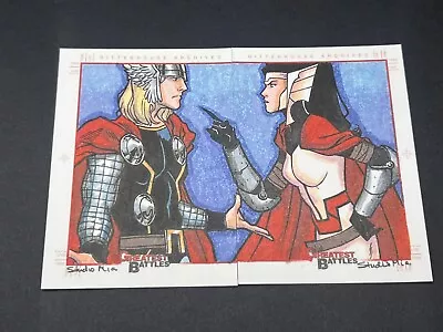 Marvel Greatest Battles Sketch Cards By Studio Mia Of Thor And Lady Sif • $124.95