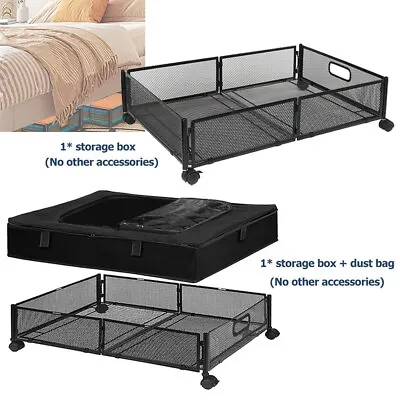 £25.73 • Buy Underbed Storage Box With Wheels Folding Metal Bedding Container Space Saving
