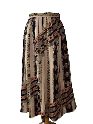 Waldman Skirt De Luxe Sz 38 Liberty Print ? Varuna Wool Pleated Lined Skirt • £95