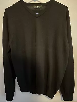 J Crew Mens Sweater Cashmere Shirt Black VNeck Long Sleeve Knitted Layer Large • $17.99