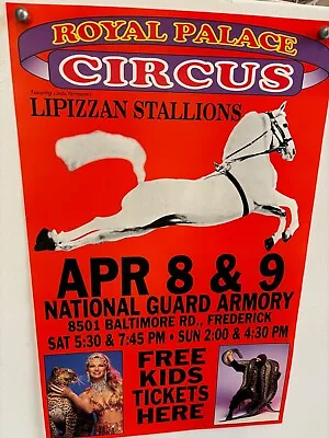 Vintage Royal Palace Circus Poster 14 X22  Lipizzan Stallions Frederick Md • $8.77