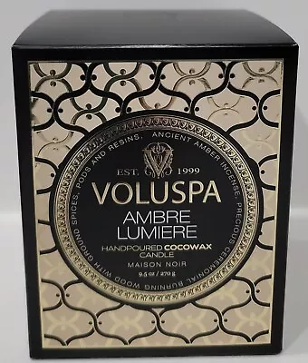 VOLUSPA Ambre Lumiere 5 Oz Candle W/ Glass Lid New In Box Free UPS 2 Day  • $19.99