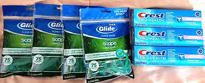 Crest Pro-Health Sensitive Toothpaste Oral B Glide Scope Outlast Floss Picks Lot • $30.49