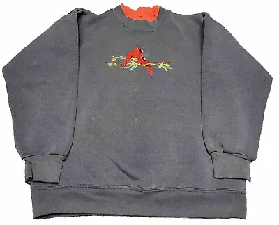 Vintage Cardinal Bird Crew Neck Sweatshirt Medium • $12.99