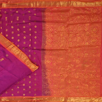 Vintage 100% Pure Silk Sarees Zari Woven Floral Design Premium Sari Craft Fabric • $36.10