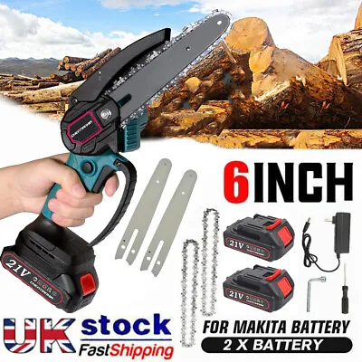Electric Cordless Chainsaw Garden Tools 6  4000W Trees Wood Cutting Saw 2Battery • £24.99