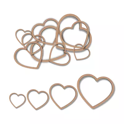 Large Wooden MDF Heart Outline Shape Craft Embellishment Scrapbook Decoration • £2.49