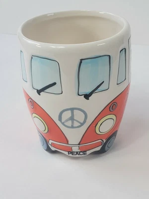 $15 • Buy Bus Volkswagen Mug Camper Coffee Van Cup Tea Orange White VW 14oz Ceramic