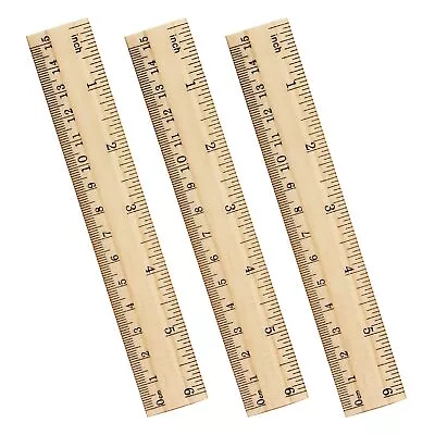 3 Pack Wooden Ruler 6 Inch Rulers Bulk Wood Measuring Ruler For Students Offi... • $10.76
