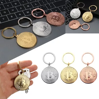 Jewelry Copper Plated Bitcoin Key Chain Collectors Key Ring Commemorative • $7.52