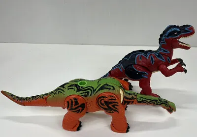 2004 Mattel Imaginext Dinosaurs - T-Rex And Brontosaurus/Apatosaurus - Working • $14.99