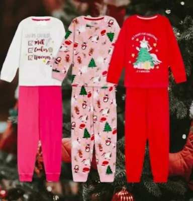 BNWT Girl's 3 PAIR SET OF CHRISTMAS PYJAMAS UNICORN AGE 2-3 Years  • £11.99