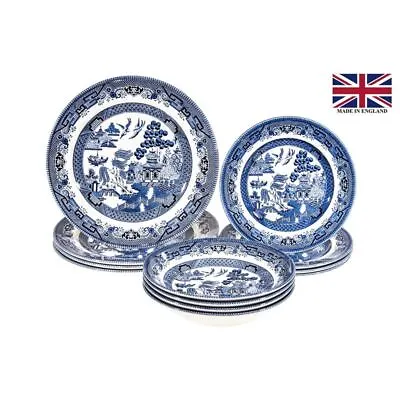 $79 • Buy Queens By Churchill - Blue Willow 12pc Dinner Set (Made In England)