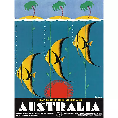 Great Barrier Reef Queensland Australia Fish Tropical Vintage Poster Art 980py • $16.99