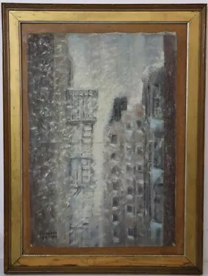 A. Quezada (mexico) Oil Painting On Canvas Laid On Board 1964-winter In Nyc • $799.99