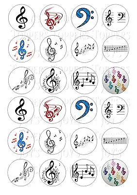 24 Music Notes Clefs Topper Wafer Rice Edible Fairy Cake Bun Toppers • £2.50