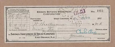 Charles Edison - Autograph Signed Check - Thomas Edison Botanic Research - 1929 • $29.95