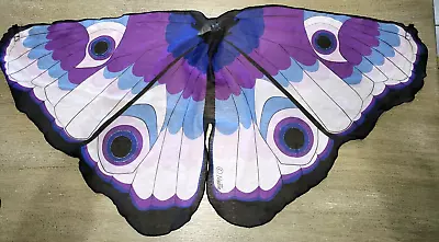 Girls 44 INCH WIDE BUTTERFLY FABRIC WINGS Pretend Play Halloween Costume Purple • $3.96