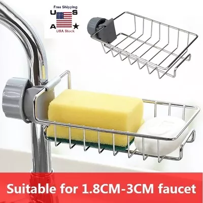 Kitchen Sink Drain Rack Stainless Steel Sponge Storage Soap Basket Faucet Holder • $8.99