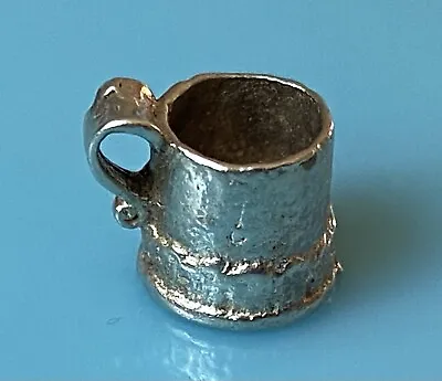 Vintage Sterling Silver English Beer Mug Cup Hammered Bracelet Charm 2.3g • $25