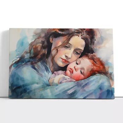 Mother And Baby Watercolour Canvas Print Wall Art Framed Poster Picture Decor • £24.95