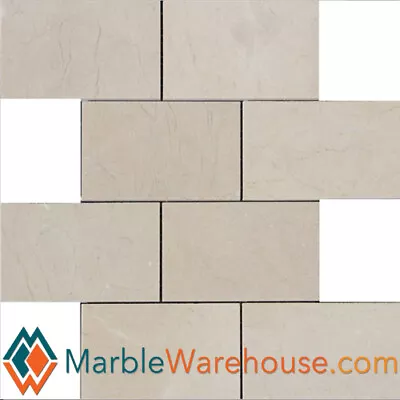 Crema Marfil Mosaic Marble Tile 12 X12  Rectangle Honed 3 X6 + Free Shipping • £14.48